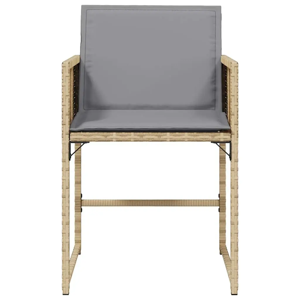 Garden Chairs Folding Backrest Beige 4 Piece with Cushions Outdoor Patio Seating