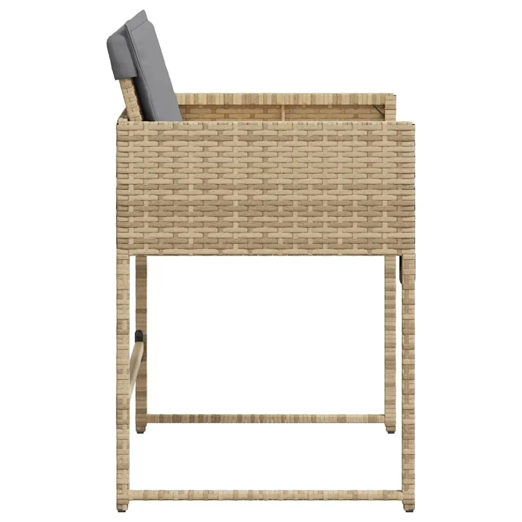 Garden Chairs Folding Backrest Beige 4 Piece with Cushions Outdoor Patio Seating
