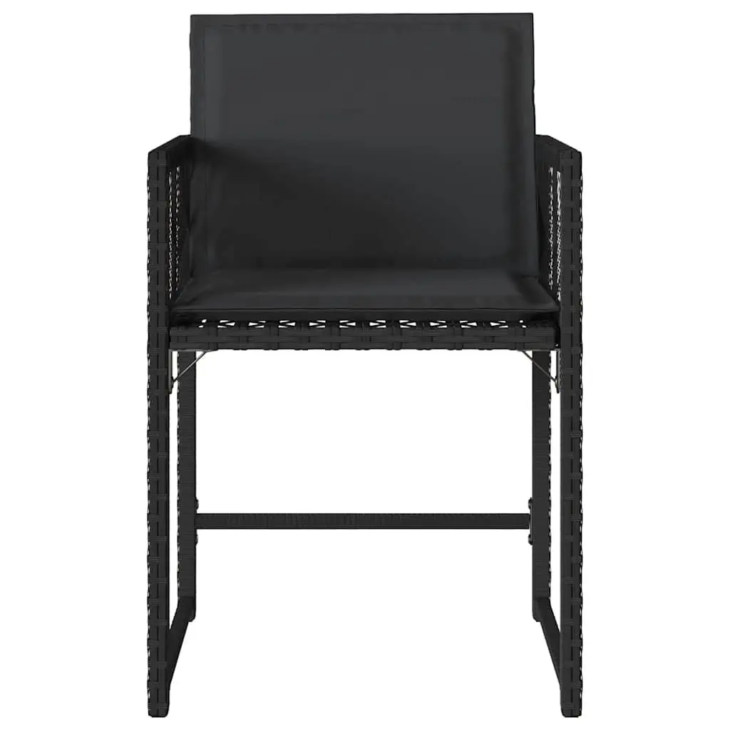 Outdoor Garden Chairs 4 Pieces Black PE Rattan Seating with Padded Cushions