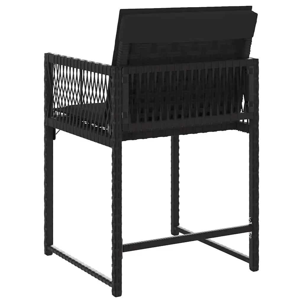 Outdoor Garden Chairs 4 Pieces Black PE Rattan Seating with Padded Cushions