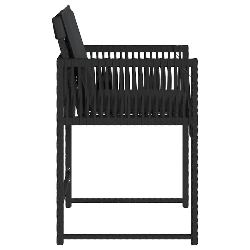 Outdoor Garden Chairs 4 Pieces Black PE Rattan Seating with Padded Cushions
