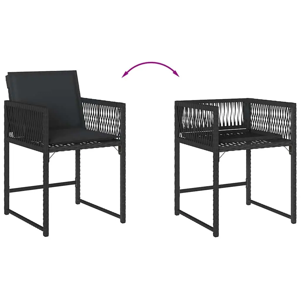 Outdoor Garden Chairs 4 Pieces Black PE Rattan Seating with Padded Cushions