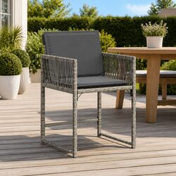 4-Piece Garden Chair Set with Cushions in Grey