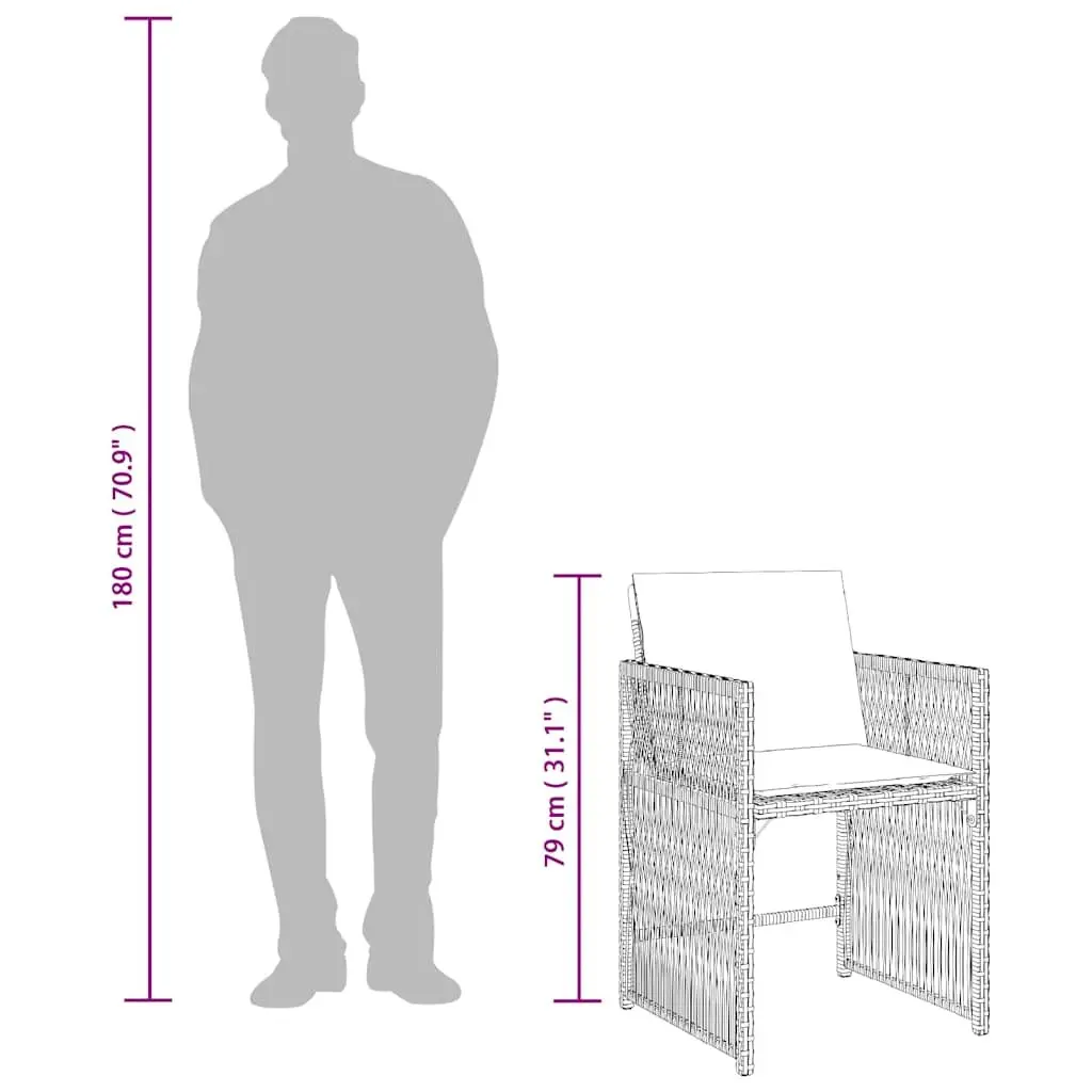 Outdoor Garden Chairs 4 Piece Cushioned Grey Poly Rattan