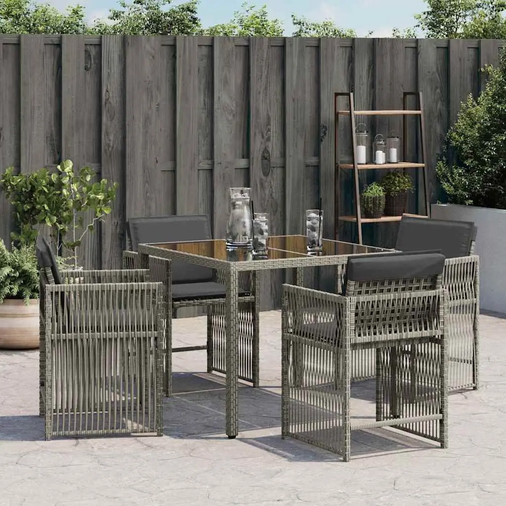Outdoor Garden Chairs 4 Piece Cushioned Grey Poly Rattan