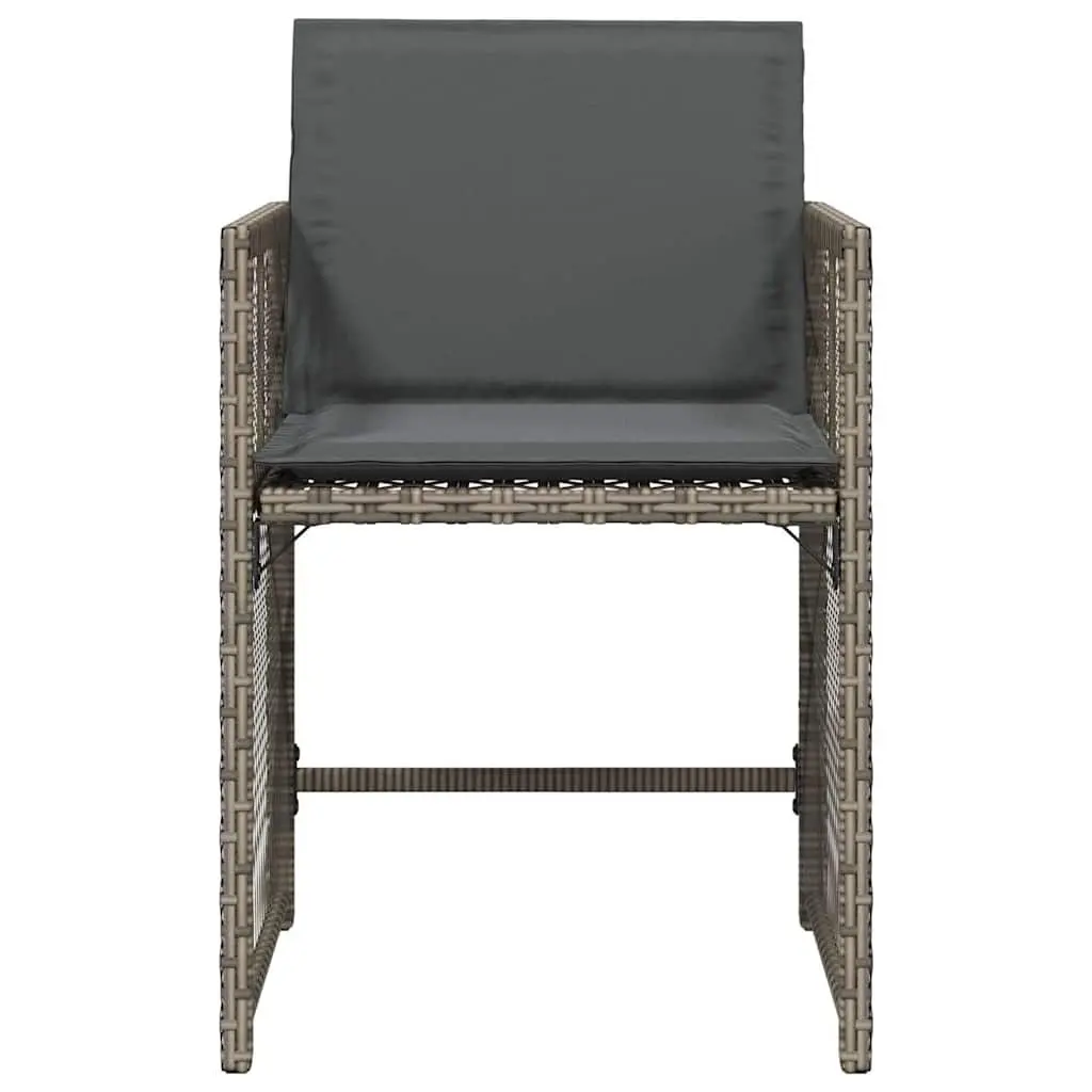 Outdoor Garden Chairs 4 Piece Cushioned Grey Poly Rattan
