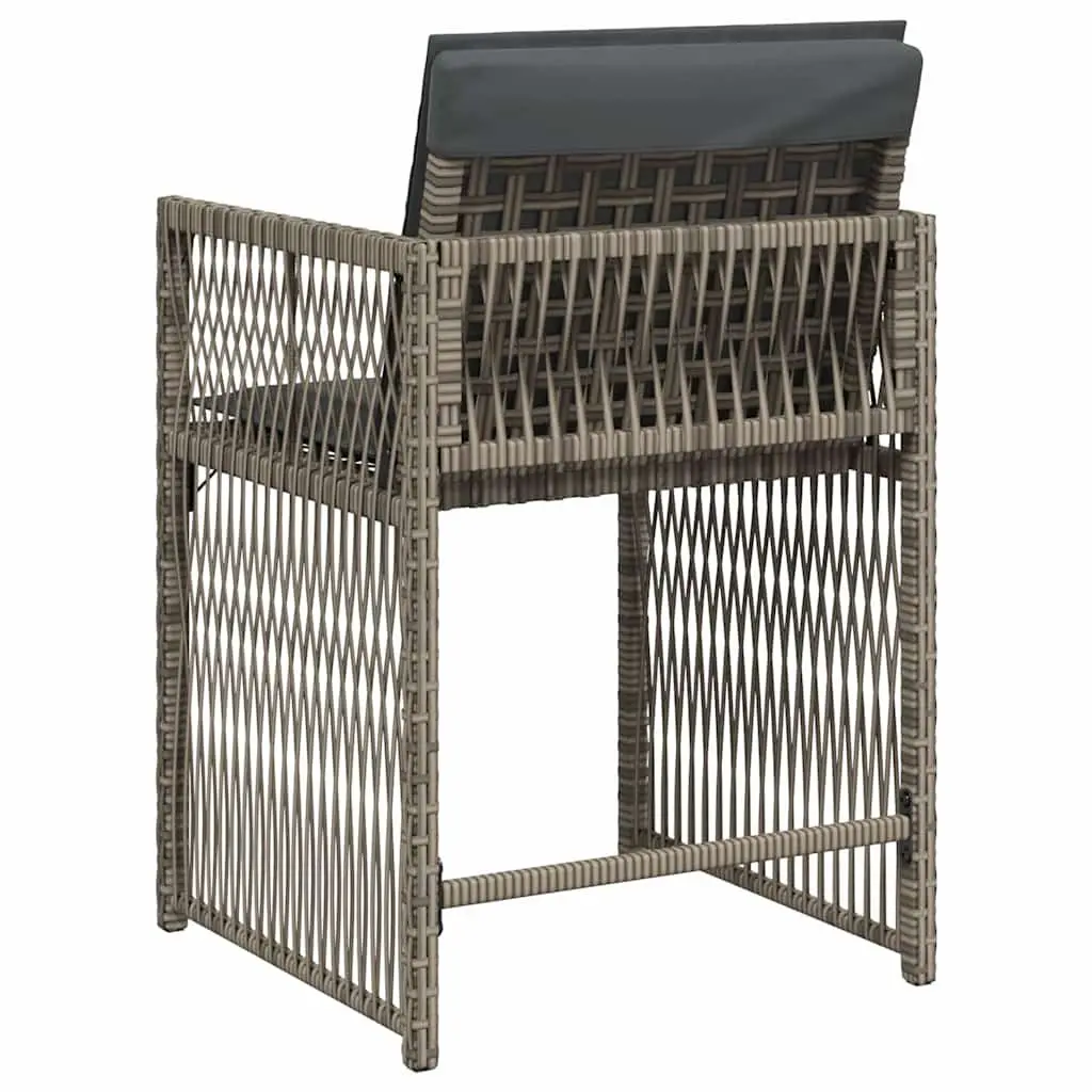 Outdoor Garden Chairs 4 Piece Cushioned Grey Poly Rattan