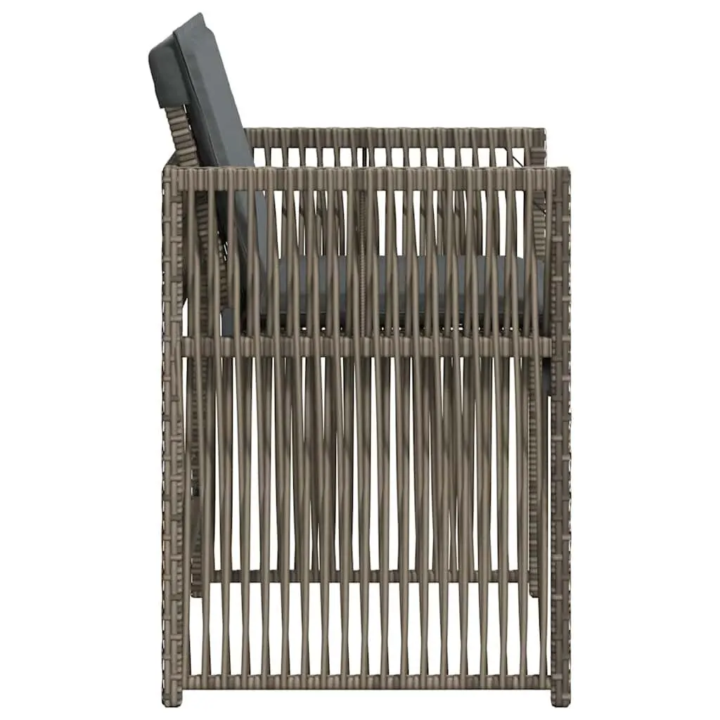 Outdoor Garden Chairs 4 Piece Cushioned Grey Poly Rattan