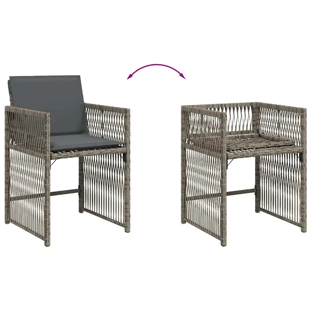 Outdoor Garden Chairs 4 Piece Cushioned Grey Poly Rattan