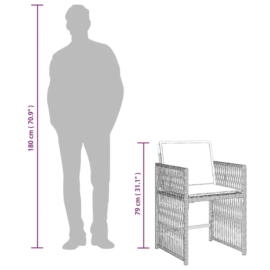 Outdoor Garden Chairs 4 Piece Grey Poly Rattan Padded Seat
