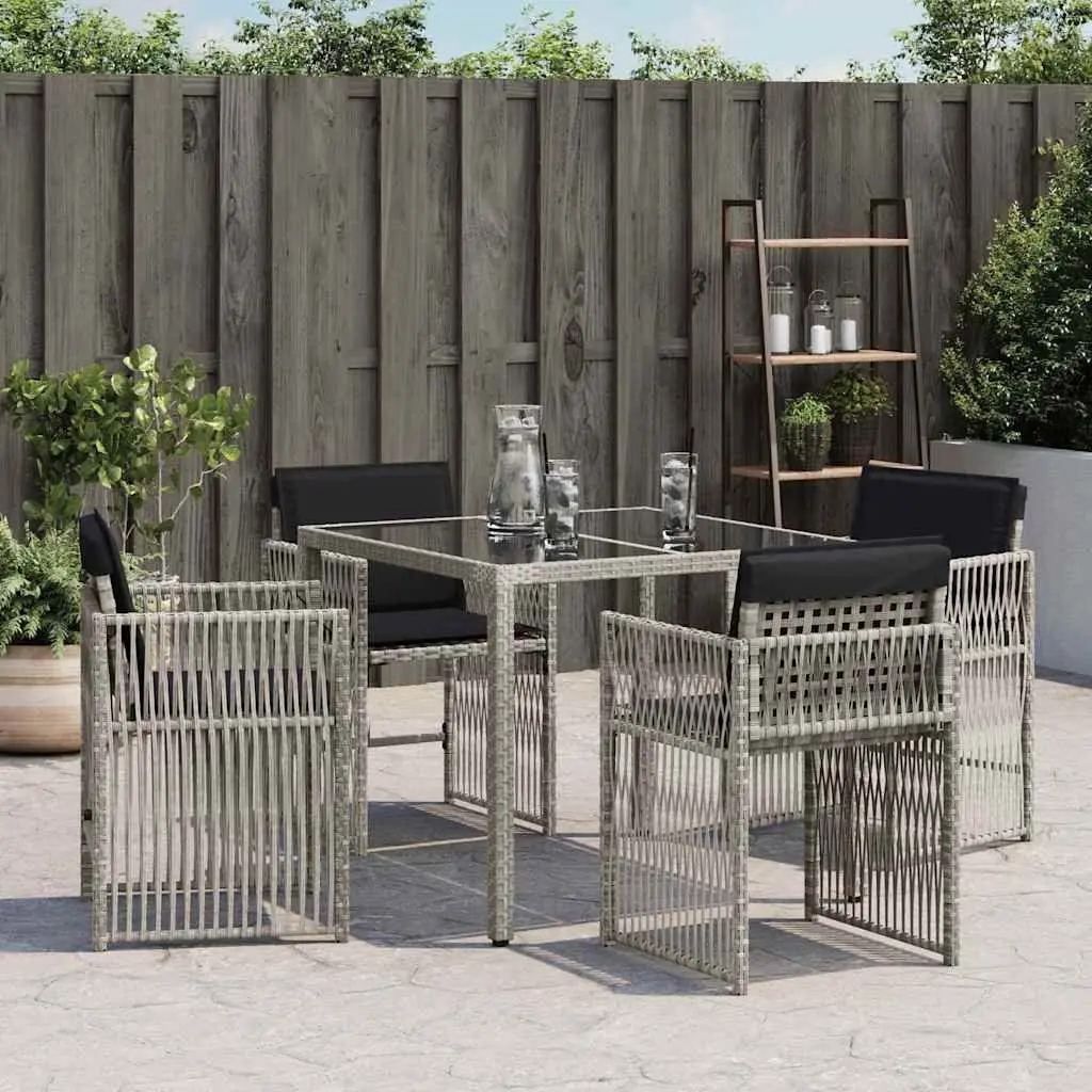 Outdoor Garden Chairs 4 Piece Grey Poly Rattan Padded Seat