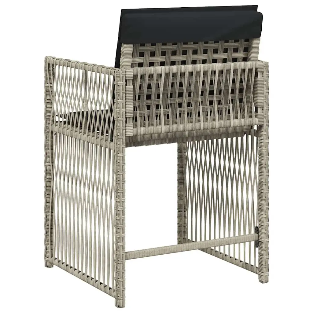 Outdoor Garden Chairs 4 Piece Grey Poly Rattan Padded Seat