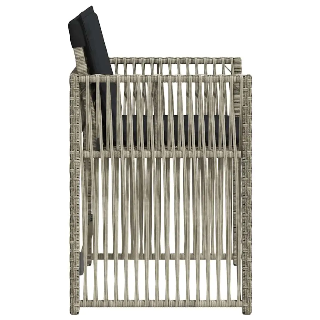 Outdoor Garden Chairs 4 Piece Grey Poly Rattan Padded Seat
