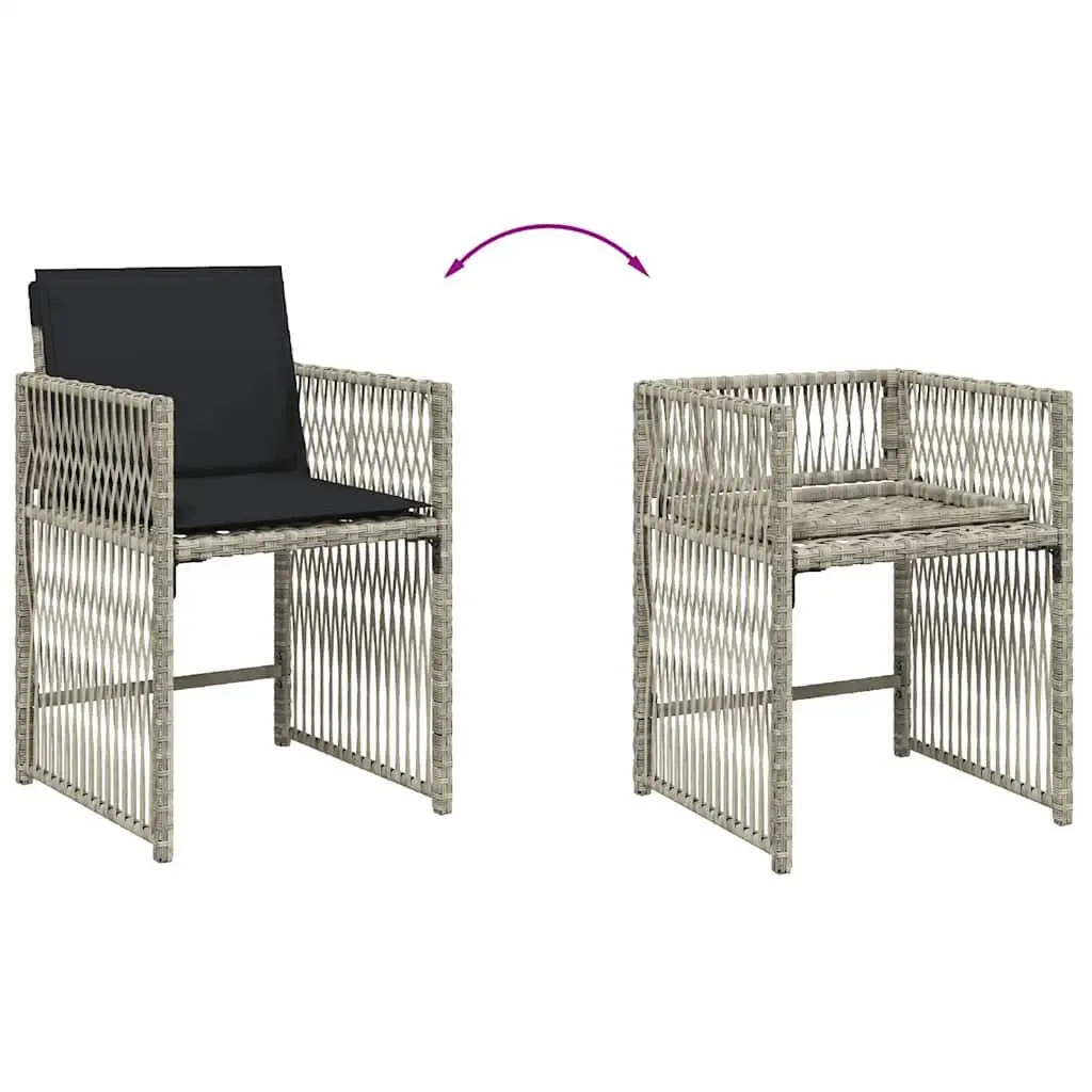 Outdoor Garden Chairs 4 Piece Grey Poly Rattan Padded Seat