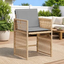 4-Piece Beige Garden Chairs Set with Cushioned Seats