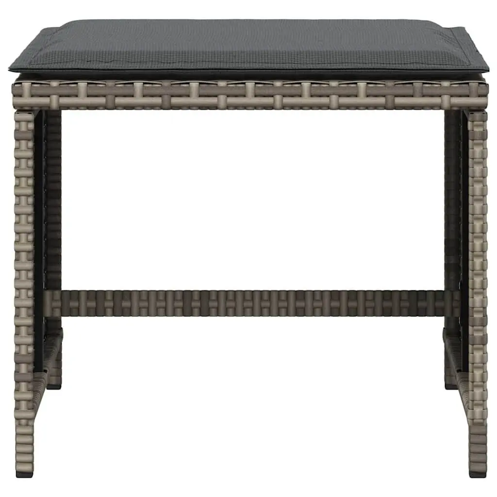 Garden Stools 4 Piece Outdoor Foot Rests 41x41x36cm Grey PE Rattan with Cushions