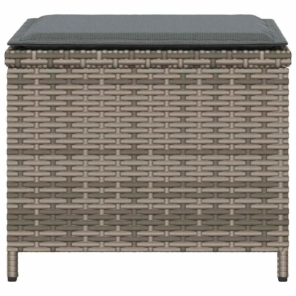 Garden Stools 4 Piece Outdoor Foot Rests 41x41x36cm Grey PE Rattan with Cushions