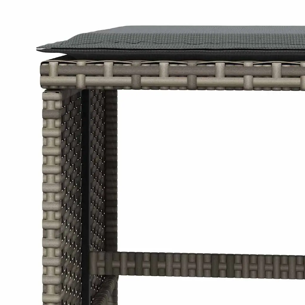 Garden Stools 4 Piece Outdoor Foot Rests 41x41x36cm Grey PE Rattan with Cushions