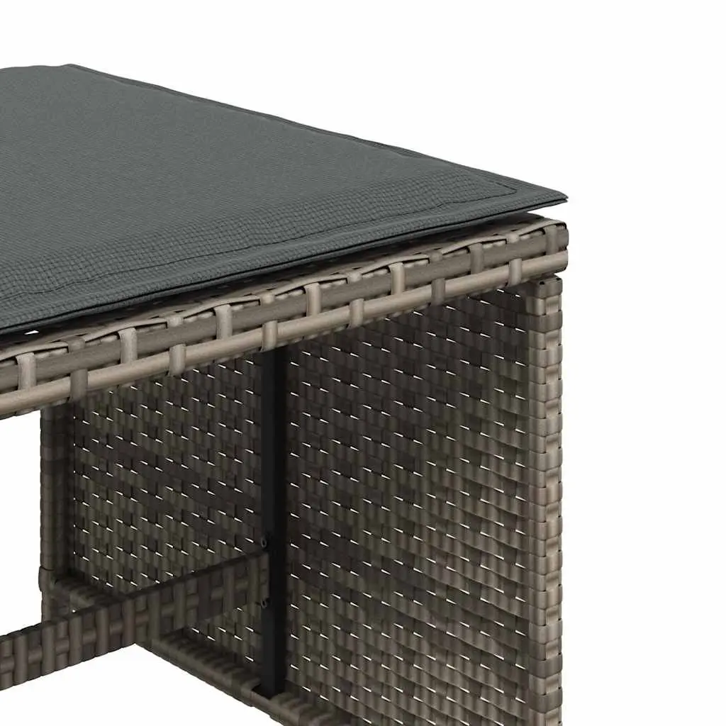 Garden Stools 4 Piece Outdoor Foot Rests 41x41x36cm Grey PE Rattan with Cushions