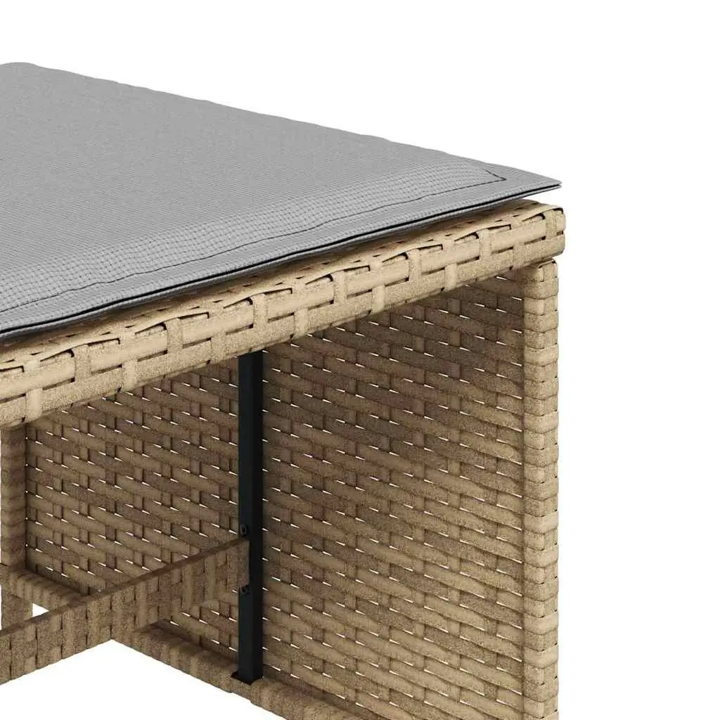 Garden Stools with Cushions 4 pcs Outdoor Patio Seating Set Beige 41x41x36 cm