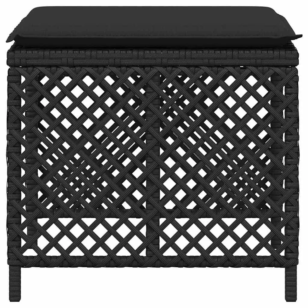 Garden Stools with Cushions 4 Piece Set Outdoor Foot Rest Black 41x41x36cm
