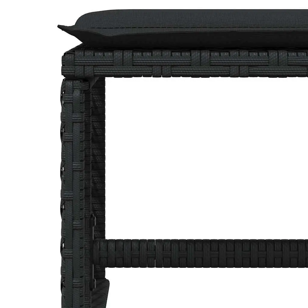 Garden Stools with Cushions 4 Piece Set Outdoor Foot Rest Black 41x41x36cm