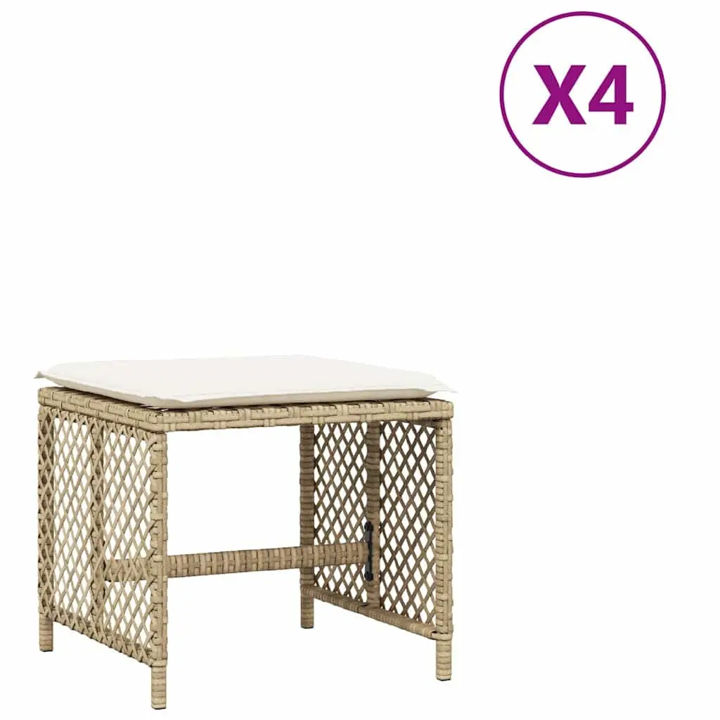 Garden Stools Outdoor Foot Rests 41x41x36cm Beige 4 Pieces
