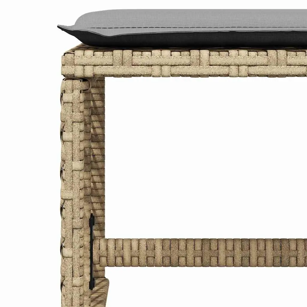Garden Stools with Cushions 4 pcs Beige Outdoor Footrest Poly Rattan Seating