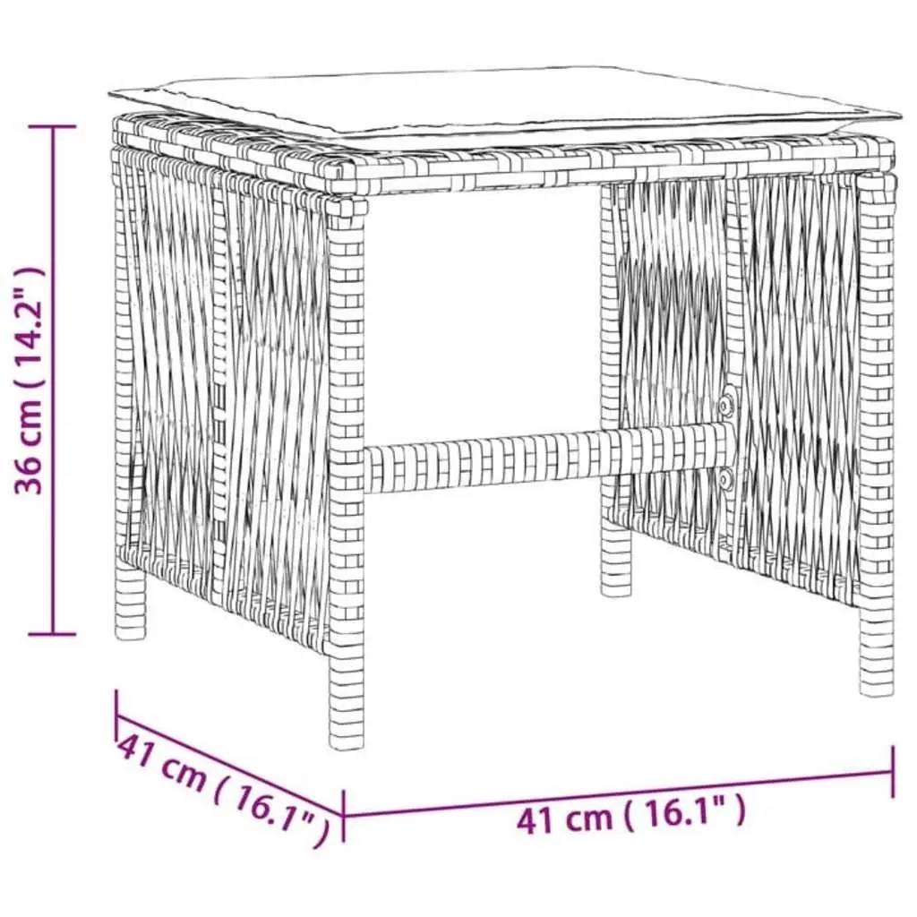 Outdoor Garden Stools with Cushions 4 pcs Black Poly Rattan Seat Pads