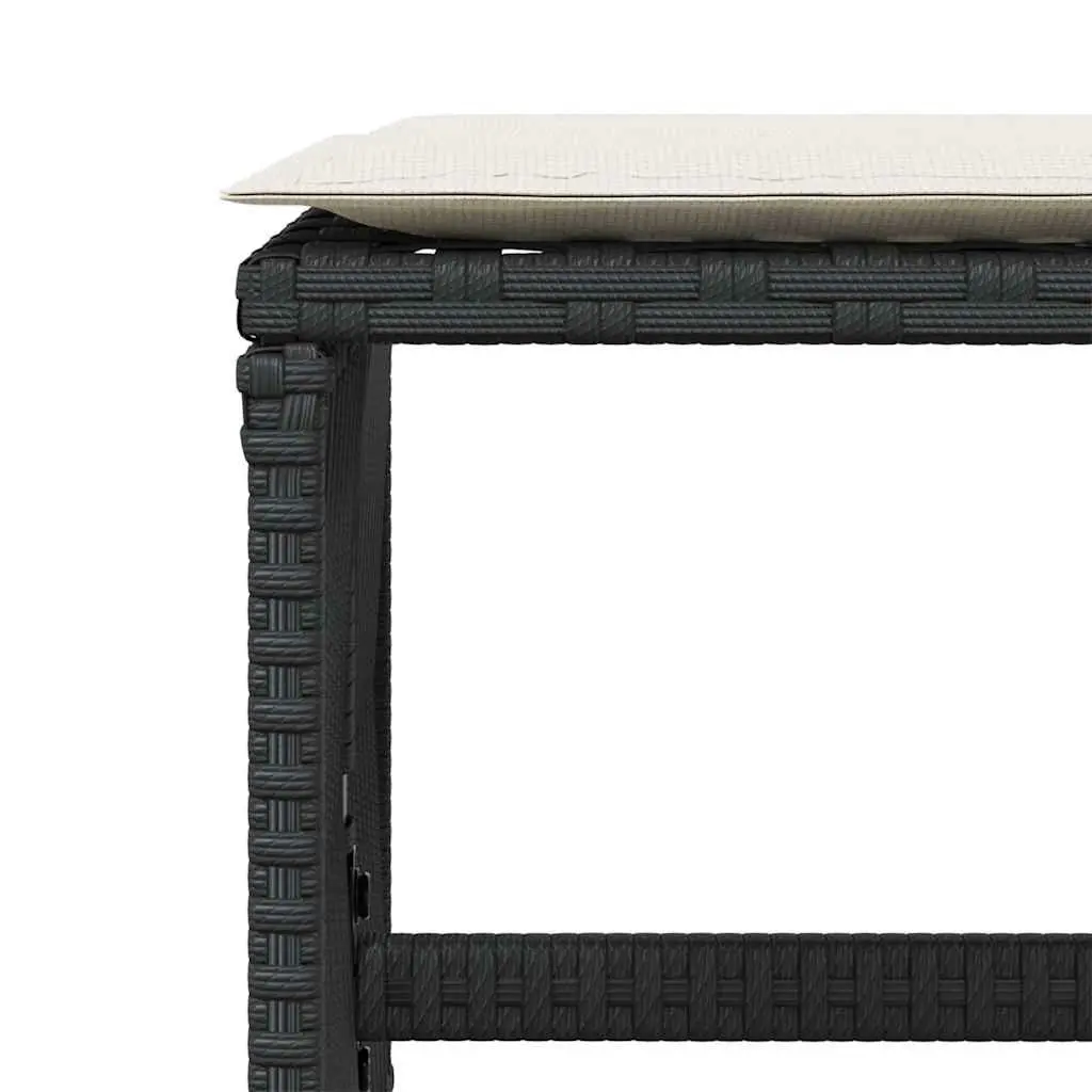 Outdoor Garden Stools with Cushions 4 pcs Black Poly Rattan Seat Pads
