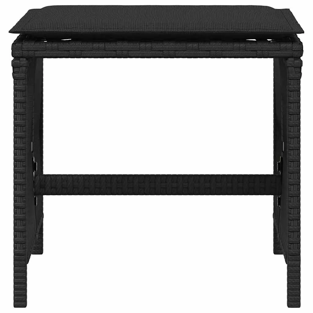 Garden Stools Outdoor Foot Rests 4 Piece Black Poly Rattan Seating with Cushions
