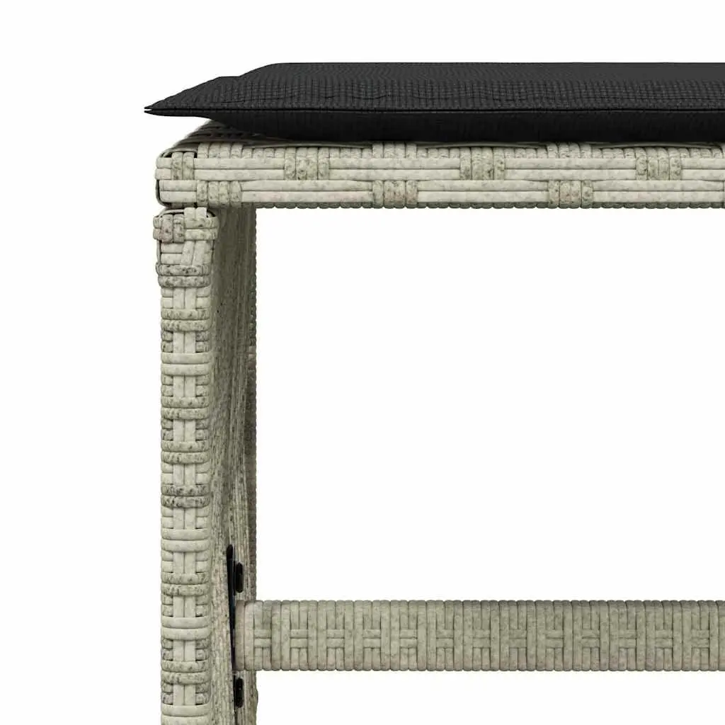 Garden Stools with Cushions 4 pcs Grey Outdoor Foot Rests Poly Rattan