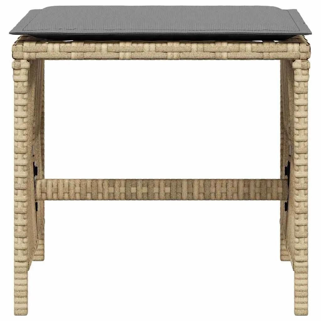 Garden Stools Outdoor Seating Set of 4 Beige PE Rattan with Cushions