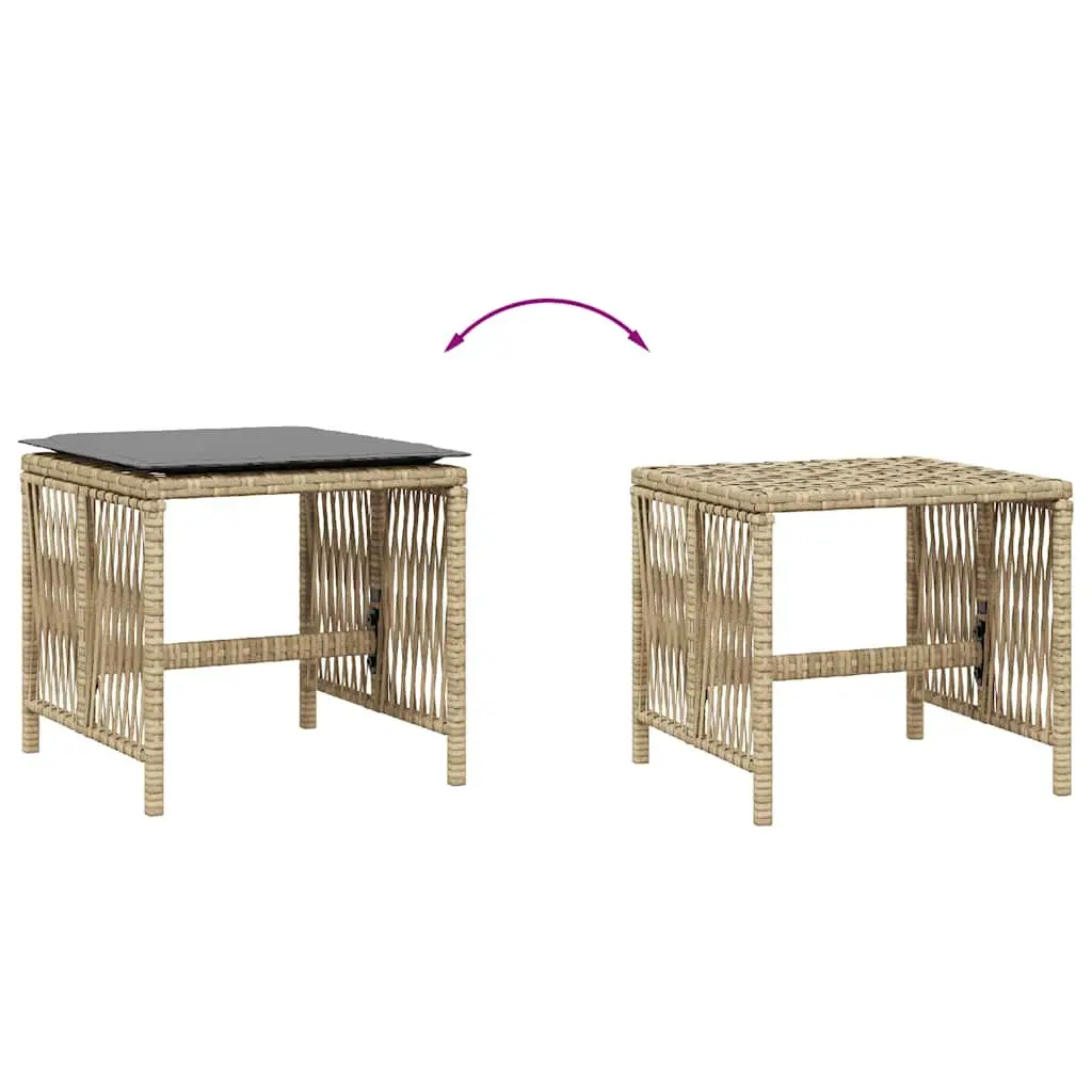 Garden Stools Outdoor Seating Set of 4 Beige PE Rattan with Cushions