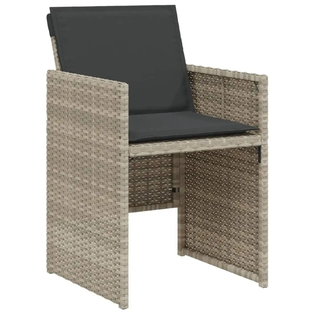 3 Piece Bistro Set Outdoor Seating Grey Poly Rattan Chairs Table Garden Patio Furniture