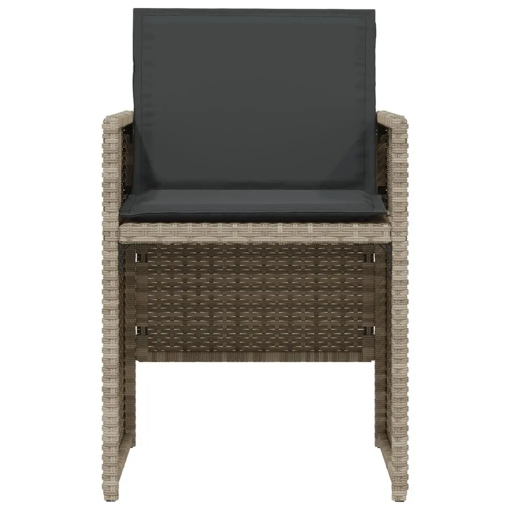 3 Piece Bistro Set Outdoor Seating Grey Poly Rattan Chairs Table Garden Patio Furniture