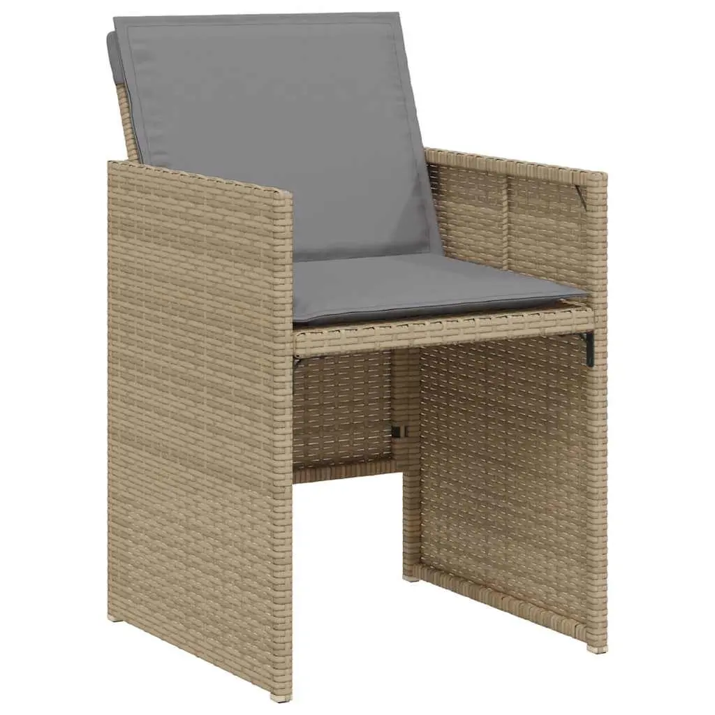 3 Piece Bistro Set Outdoor Furniture Beige Poly Rattan Cushions Table