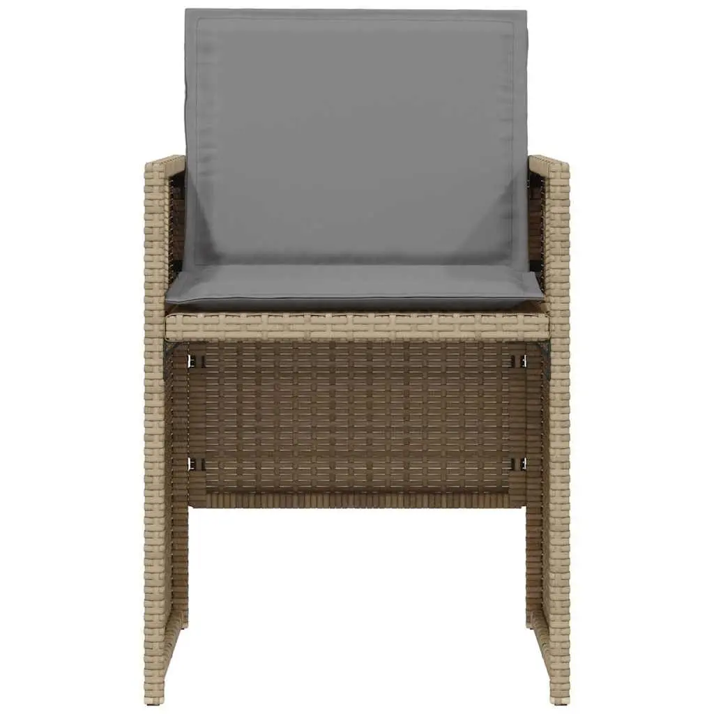 3 Piece Bistro Set Outdoor Furniture Beige Poly Rattan Cushions Table