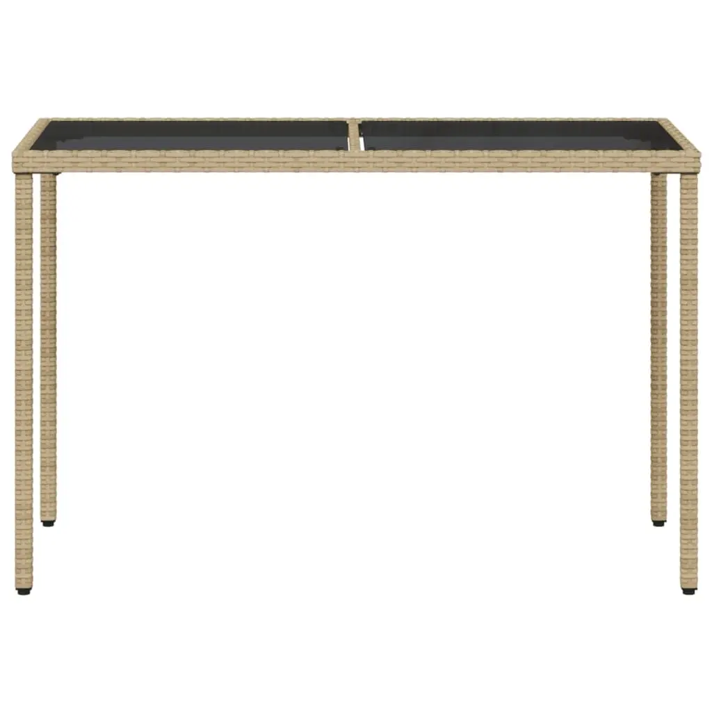 Garden Table Outdoor Patio Furniture 115x54x74cm Beige Poly Rattan Glass Top