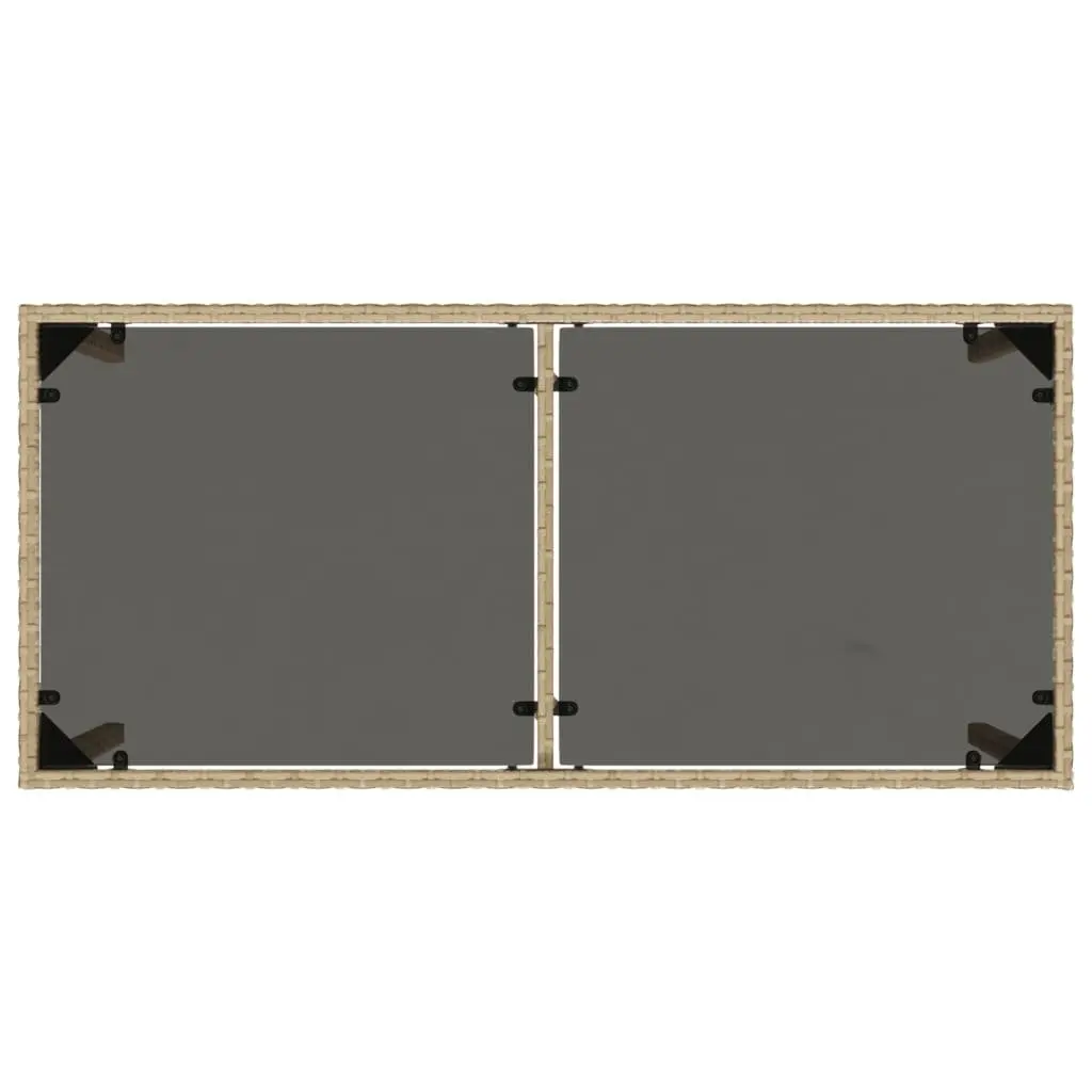 Garden Table Outdoor Patio Furniture 115x54x74cm Beige Poly Rattan Glass Top