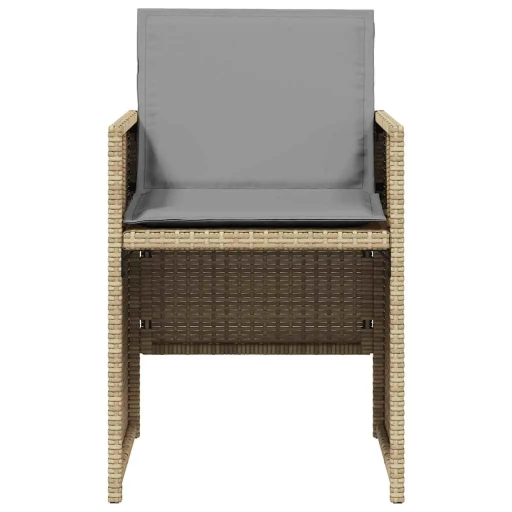 Outdoor Garden Dining Set 5 Piece Beige Poly Rattan Chairs Table
