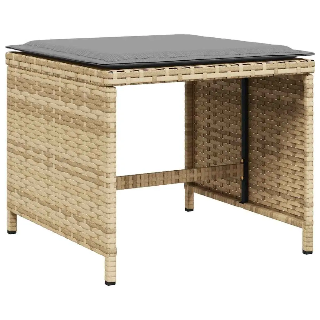 Outdoor Garden Dining Set 5 Piece Beige Poly Rattan Chairs Table