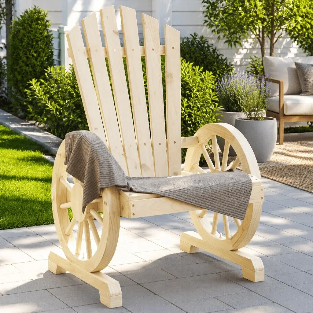 Outdoor Adirondack Chairs Set of 2 Solid Wood Garden Patio Seating Lounge