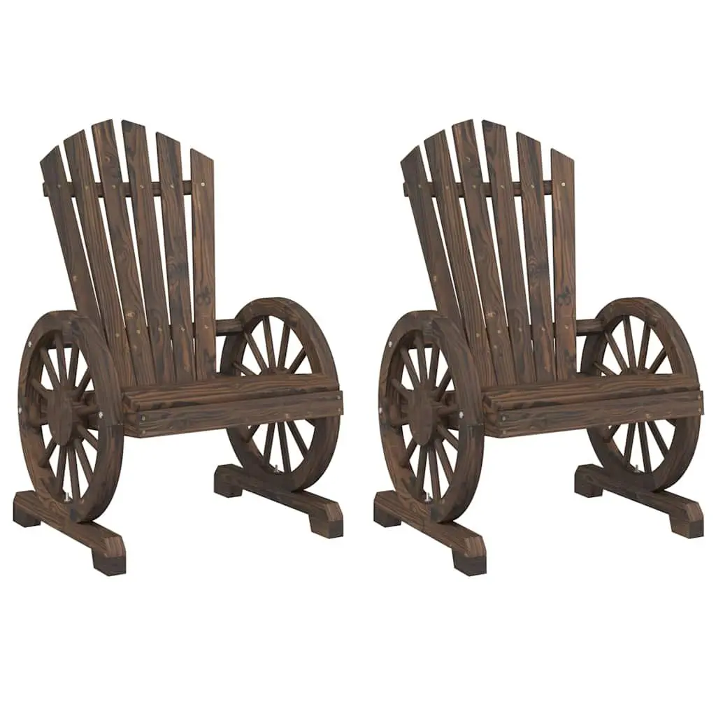 Adirondack Chairs Outdoor Lounge Seating 2 pcs Brown Wooden Backrest Armrest