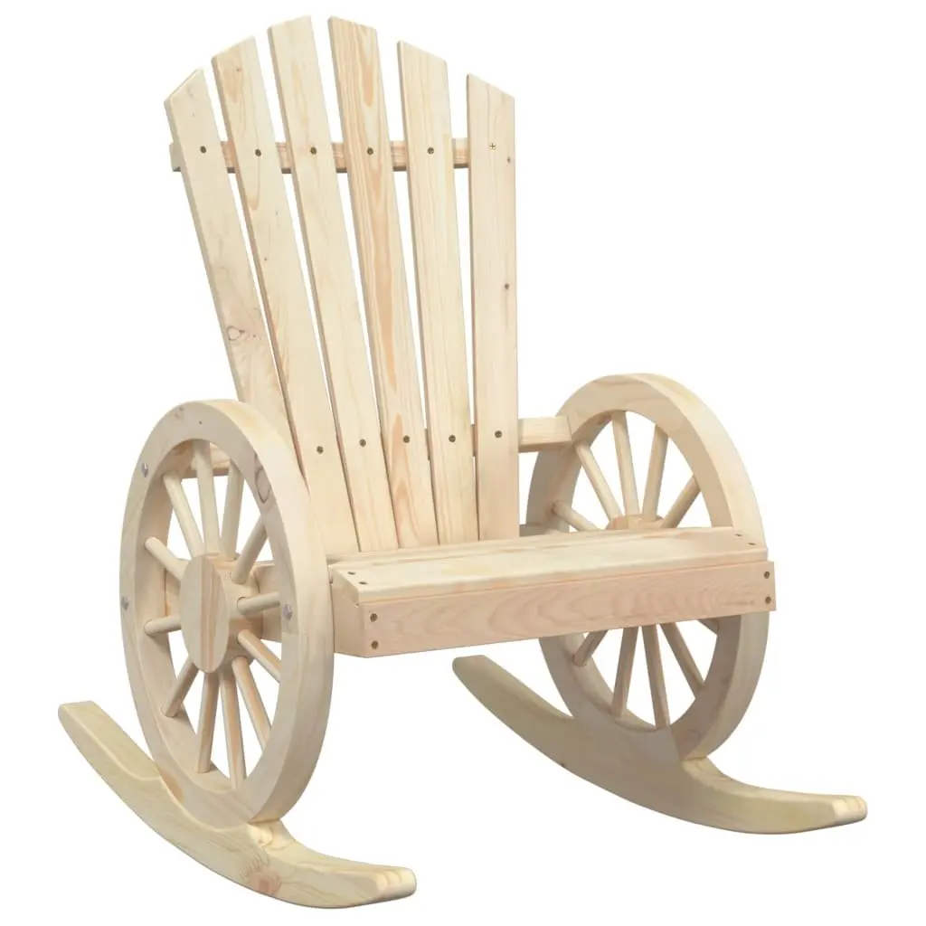 Rocking Adirondack Chair Outdoor Relaxation Solid Fir Wood Brown