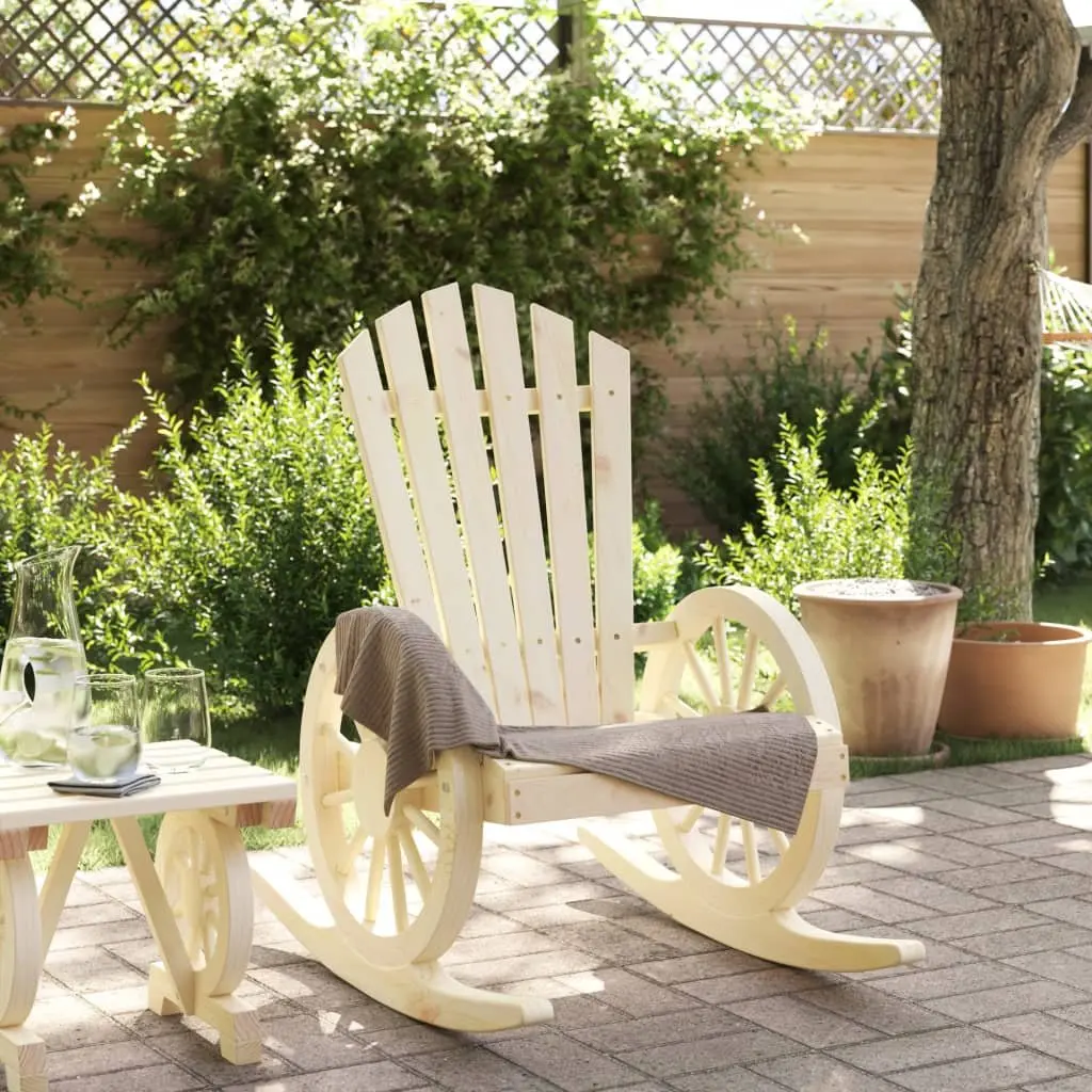 Rocking Adirondack Chair Outdoor Relaxation Solid Fir Wood Brown
