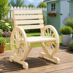 Warm and Practical Brown Fir Wood Garden Chair
