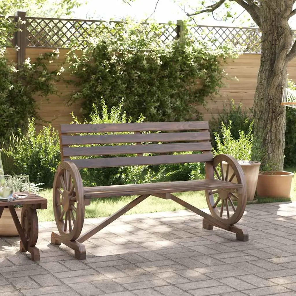 Wooden Garden Bench 2-Seater Outdoor Patio Furniture with Backrest and Armrests Brown