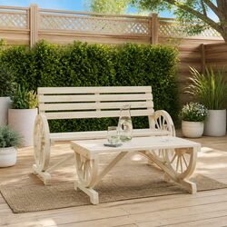 2 Piece Garden Lounge Set Solid Fir Wood Outdoor Sectional Sofa with Coffee