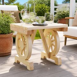 Brown Solid Fir Footstool Ottoman for Outdoor Use